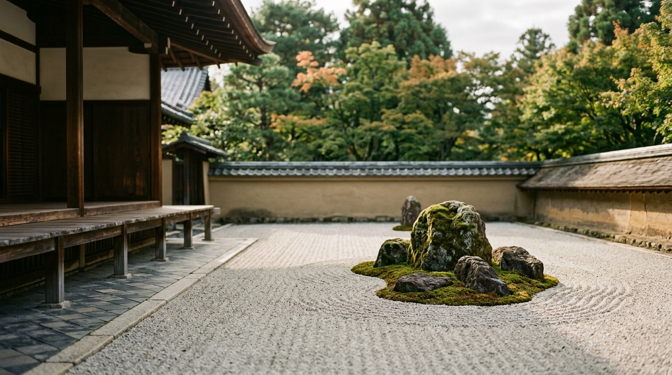 Kyoto dry landscape garden (Karesansui) at Ryoan-ji
